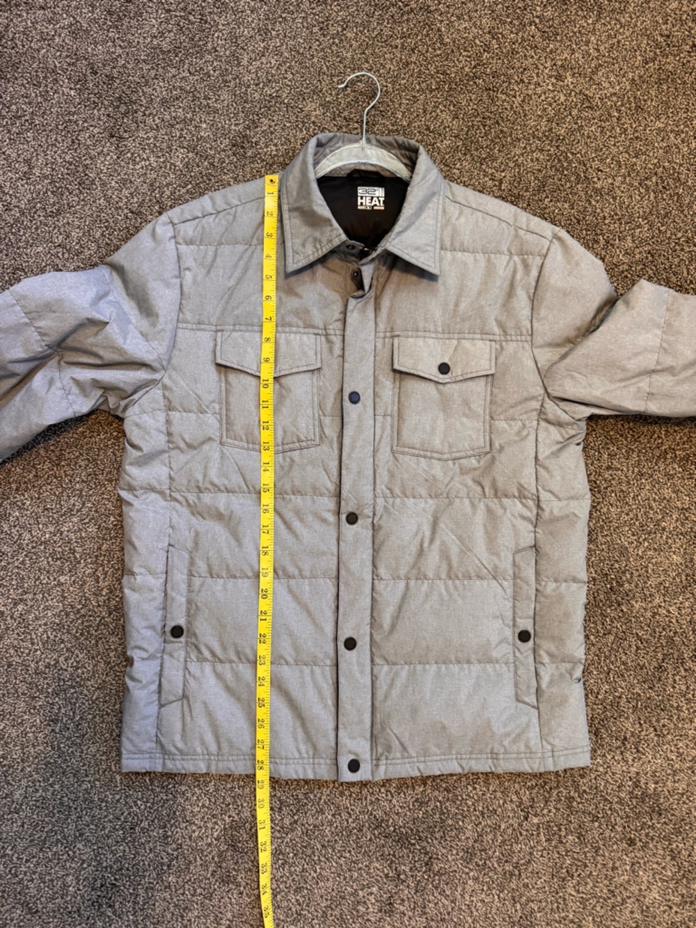 32 Degrees Heat Men's Gray Quilted Puffer Jacket Lightweight Size Medium - Picture 10 of 11